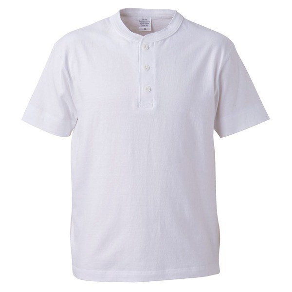 〔2枚セット〕 ヘンリーネック Tシャツ XL ホワイト＋ネイビー ヘビーウェイト 5.6オンス セミコーマ 半袖 ティーシャツの通販は