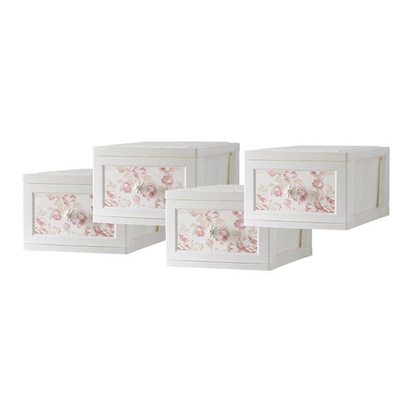 〔4個セット〕 衣類収納 1段 ストライプミント 日本製 姫系 ドレスチェンジ チェスト Liloudecoco リルデココ 収納家具 組立品の通販は