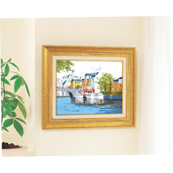 油絵額/フレームセット 〔F6号〕 黒沢久 「運河の風景」 460×552