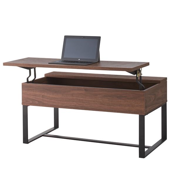 パソコンデスク ワークデスク 幅90cm ウォールナット 2段階高さ調節可 収納付き スチールフレーム 木目調 2WAYテーブル 組立品 パソコンデスク ワークデスク 幅90cm ウォールナット 2段階高さ調節可