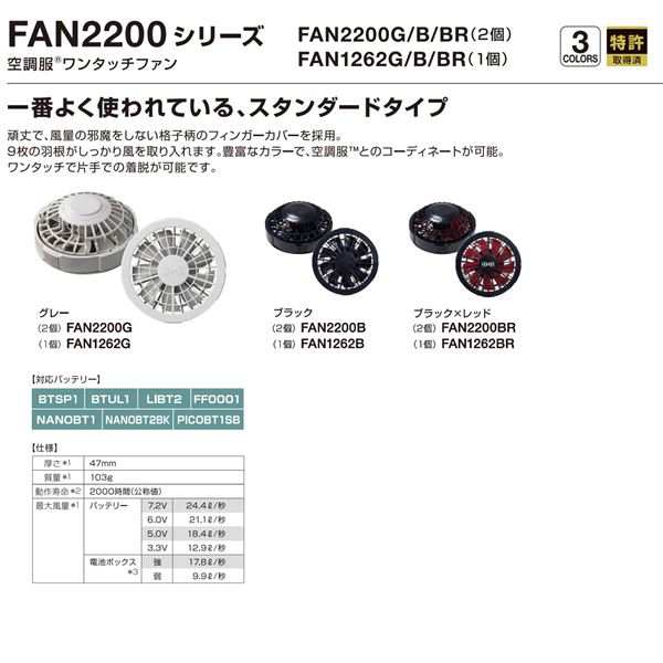 KU91710 空調服 R 綿・ポリ混紡 制電 FAN2200BR・RD9261・LISUPER1