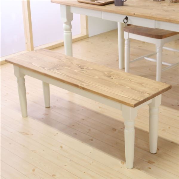 北欧風 ダイニングベンチ 【ホワイト】 110×32×42cm 木製 パイン材 オイル塗装/水性塗料塗装 組立品 〔リビング〕の通販は