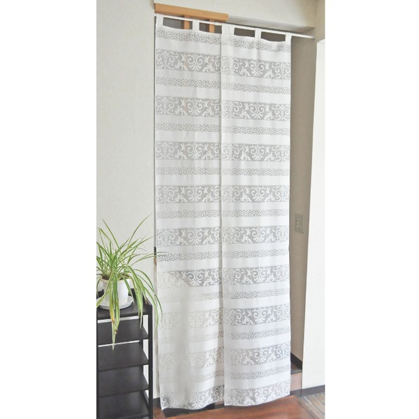 間仕切り のれん 45×250cm 2枚セット ロング レース 目隠し 暖簾 簡単取り付け 幅調整可能 ポール対応 リビング ダイニングの通販は 5,039円