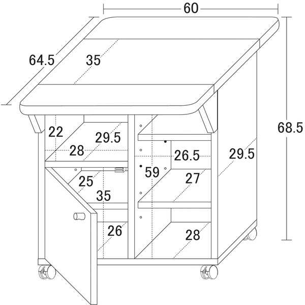 バタフライ式 キッチンワゴン 60cm ホワイト キッチン収納 カウンター ワゴン 作業台 白