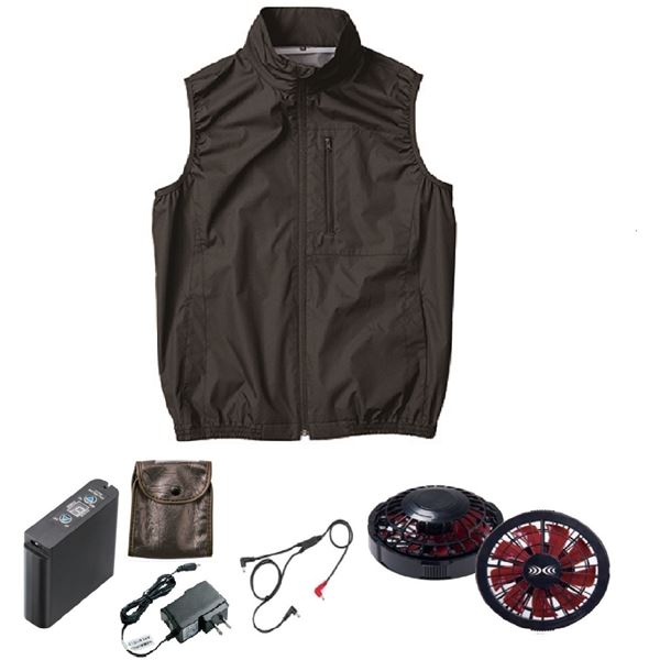 KU92140 空調服 R ポリエステル製 遮熱 タチエリ ベスト FAN2200BR・RD9261・LIPRO2セット ブラック LLの通販は