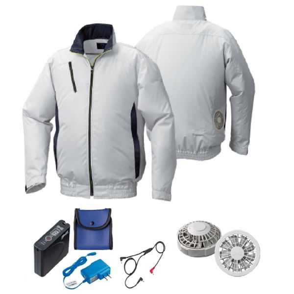 KU92010 空調服 R ポリエステル製 カジュアル FAN2200G・RD9261・LISUPER1セット シルバー×ダークネイビー 4Lの通販は