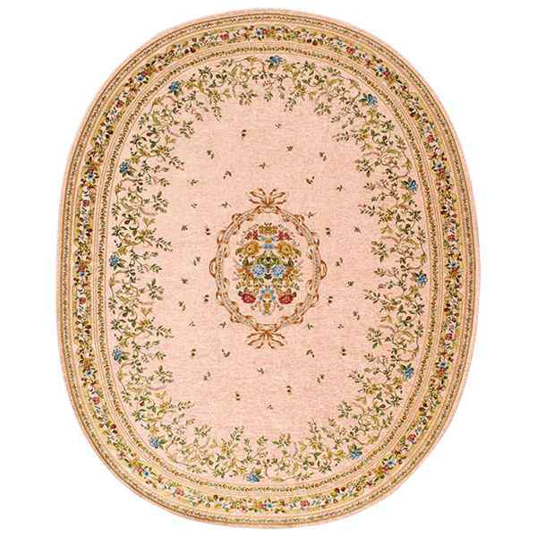 ブーケ柄 ラグマット/絨毯 【楕円形 約190×240cm ピンク】 ホット