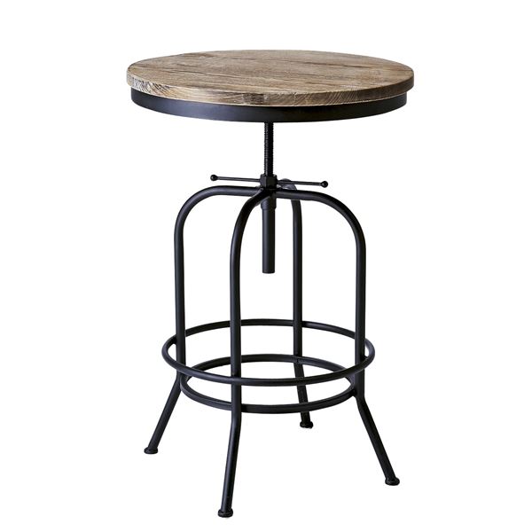 カウンターテーブル 直径60cm 円形 天板昇降式 木製 スチール 木目調 バーテーブル インダストリアルシリーズ リビング【代引不可】の通販は