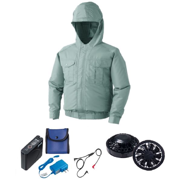 KU90810 空調服 R ポリエステル製フード付き FAN2200B・RD9261・LISUPER1セット モスグリーン 4L