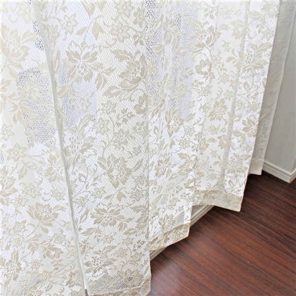 レースカーテン 幅100cm×丈133cm 2枚 花柄 綿混素材 アジャスターフック付き 日本製 リビング ベッドルームの通販は 5,123円