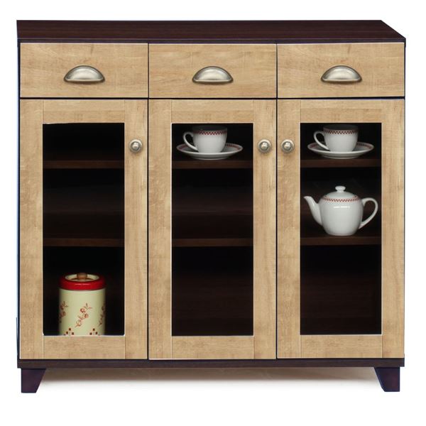 キッチンカウンター キッチン収納 3枚扉タイプ 幅89cm ブラウン 日本製 キャビネット キッチン 台所 完成品の通販は