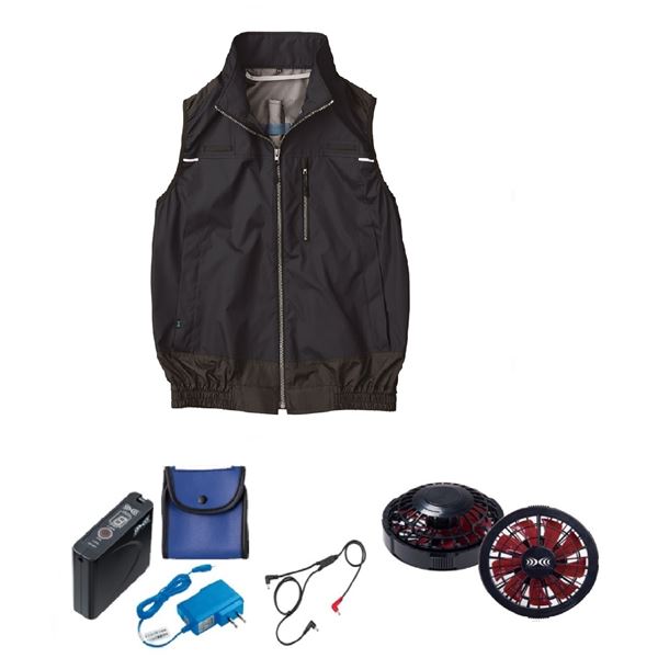 KU92120 空調服 R ポリエステル製 遮熱フルハーネス仕様ベスト FAN2200BR・RD9261・LISUPER1セット ダークブルー LL