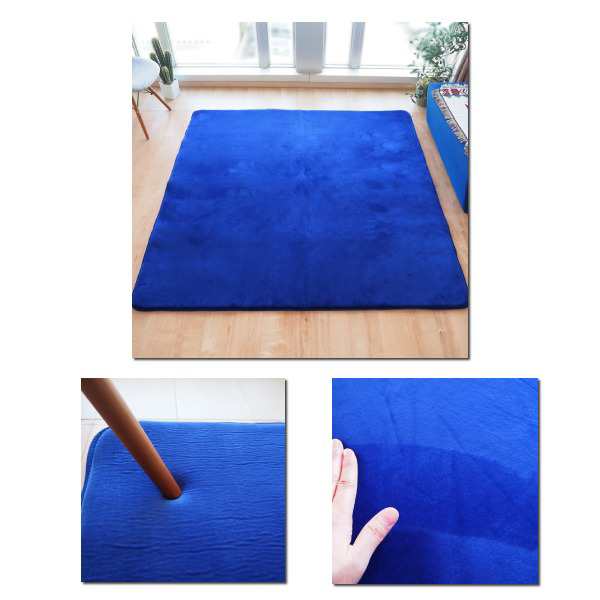 ラグマット 絨毯 約3畳 約185cm×230cmネイビー 極厚ウレタン20mm