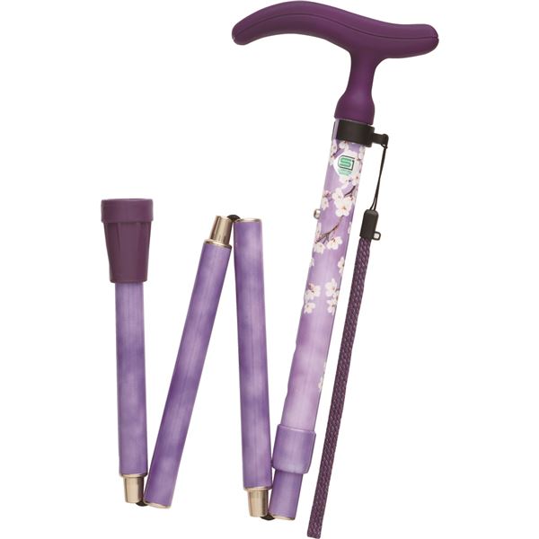 替えゴム付折りたたみ式 ステッキ/杖 【桜パープル】 対応身長140?160cm フジホーム アクティブグレース 〔プレゼント ギフト〕