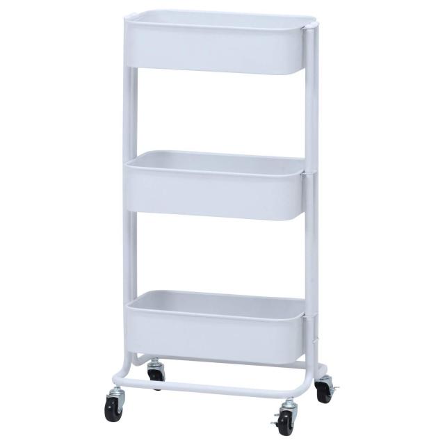 FUJIBOEKI 不二貿易 キッチンワゴン バスケット3段 スリム ホワイト 14716（沖縄・離島配送不可）の通販は 5,952円