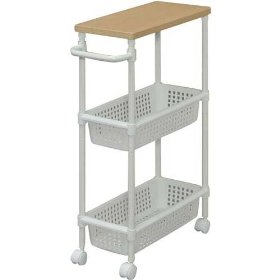 IRISOHYAMA アイリスオーヤマ ウッドトップメタルポールワゴン スリム ホワイト/ビーチ MKW-WT3S（沖縄・離島配送不可）の通販は 5,753円