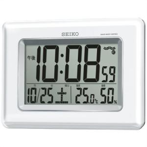 SEIKO CLOCK (セイコークロック) 掛置兼用時計 電波 デジタル カレンダー・温度・湿度表示 白パール SQ424W（沖縄・離島配送不可）