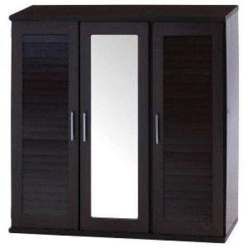 FUJIBOEKI 不二貿易 不二貿易 シューズボックス 玄関収納 ブラウン 4段 幅90×奥行34.5×高さ93cm ミラー付き ルーバータイプ 下駄箱 靴箱 86192（沖縄・離島配送不可）の通販は