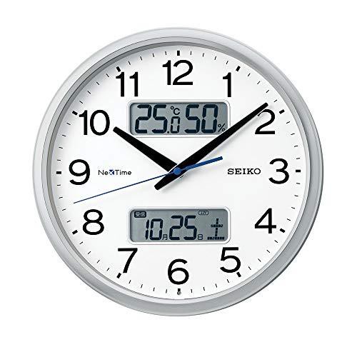 セイコークロック(Seiko Clock) セイコークロック 掛け時計 06:銀色メタリック 02:直径31cm 電波 アナログ カレンダー 温度 湿度 表示 ネ