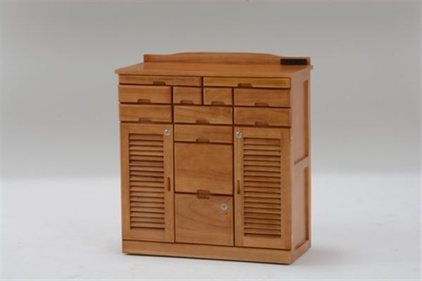 木製電話台 引き出し付き ブラウン 木製電話台 引き出し付き ブラウン 鍵付き引き出しいっぱいFAX台