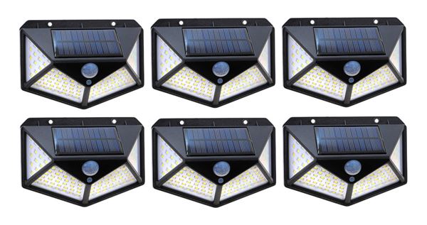 100LEDソーラーセンサーライト6個組の通販は 6,448円