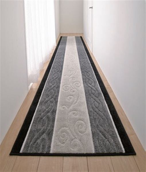日本製 ふかふかロングパイル廊下敷 80×180cm グレー