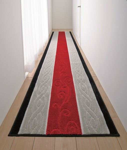 日本製 ふかふかロングパイル廊下敷 80×440cm レッドの通販は