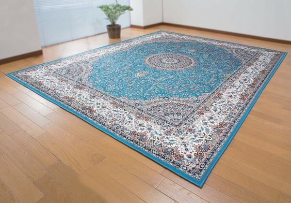 ラグマット/絨毯 (約200×200cm ターコイズ) ホットカーペット対応 手洗い可 日本製 『ジャスパーPlus』 プレーベル ラグマット 絨毯 約200×200cm 洗える 撥水 滑り止め加工 お手入れ簡単 転写