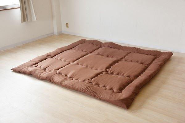 防ダニ・抗菌防臭加工 ファミリー敷布団 カバー付き 250×200cm 無地ブラウンの通販は 18,794円