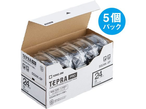 テプラPROテープエコパック 24mm 白／黒文字 5個 キングジム SS24K-5P