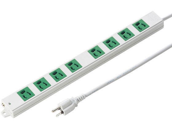 工事物件タップ 3P・8個口・3m・グリーン サンワサプライ TAP-K8-3G