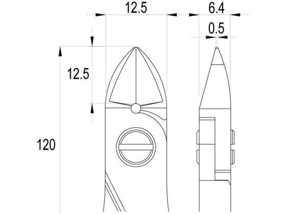 ESD精密ニッパ 長円形 大 フルフラッシュ刃 120mm IDEAL-TEK 2069660の