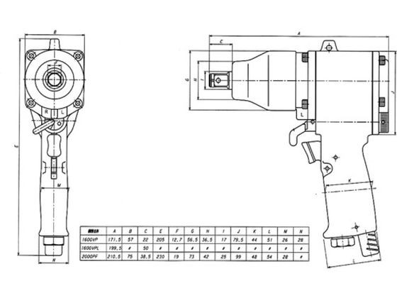 軽量エアーインパクトレンチGT2000PF ベッセル 1255045