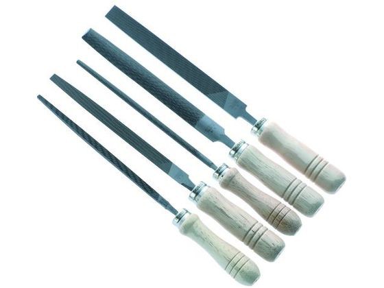 鉄工用ヤスリ 木柄付 5種類セット 中目 刃長250 トラスコ中山 2066591の通販は