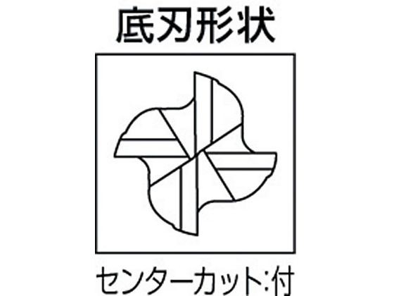 4枚刃センタカット ハイススクエアエンドミルミディアム刃長(M)30mm 三菱マテリアル 1102567