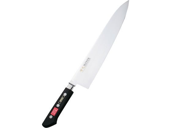 未使用 堺 實光 牛刀 27cm 本刃付け 片刃 INOX モリブデン鋼 楽天市場】日本鋼 ツバ付 牛刀 270mm 實光包丁(堺包丁) 堺 名