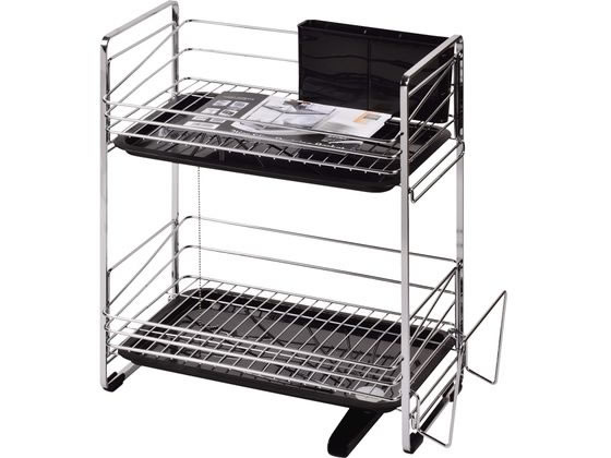 シンプルストレージ スリム水切りラック2 段 ブラック パール金属 HB-1144