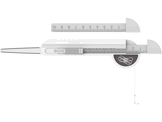 メジャーが付いたギザノコ刃カッター ホワイトグレー ナカバヤシ MGC-101WG