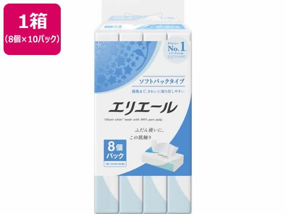 エリエール ティシュー ソフトパック 160組 8個×10パック 大王製紙