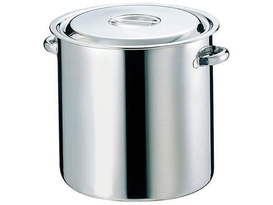 美品！　ステンレス製　寸胴　キッチンポット　45cm　フタ付き　調理器具　厨房　新古品●　商品番号181218-J1　H 18-8 ステンレス 寸胴 鍋 ふた付 両手 45cm 深45cm 70L 4.4kg キッチン