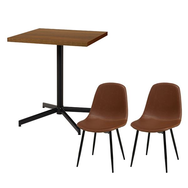 テーブル＆チェア３点セット　LT-4930-34S ダークブラウン/ブラウン【LT-4930DBR-34BR-S】の通販は 16,300円