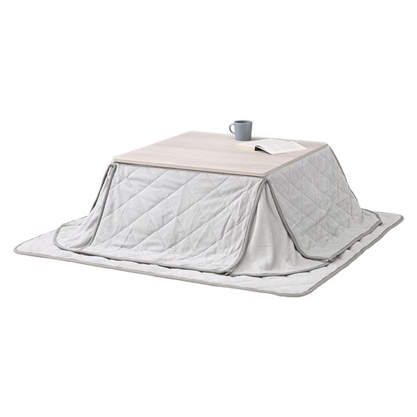 こたつ＋うす掛け布団　３点セット　KOT-7350-75ユイ グレイッシュホワイト/アイスグレー【KOT-7350-75+ユイ75GY】の通販は 18,243円