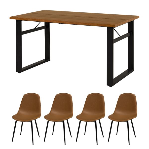 ダイニング５点セット　LT-4771-34-5S ダークブラウン/キャメル【LT-4771DBR-34CA-5S】の通販は 28,987円