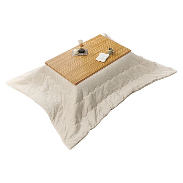 こたつ＋うす掛け布団　２点セット　ルーン120ポカ ナチュラル/アイボリー【ルーン120NA+ポカUF120-IV】