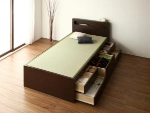お客様組立 コンセント付き・モダン畳チェストベッド 国産畳 ベッドガードなし シングルの通販は
