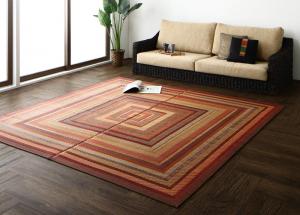 自然素材ラグ 純国産ラインデザインい草ラグ 裏地あり 191×191cmの通販は