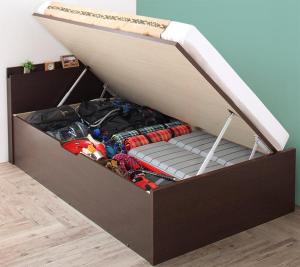 お客様組立 アウトドア収納跳ね上げベッド 薄型スタンダードポケットコイルマットレス付き セミシングル 深さグランドの通販は