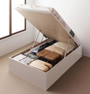 収納付きベッド シングルベッド セミダブルベッド 収納 収納付き 収納ベッド 大容量 収納ボックス 布団 敷き布団 薄型スタンダードボンネルコイルマットレス付き 縦開き セミシングル 深さラージ 組立設置付の通販は