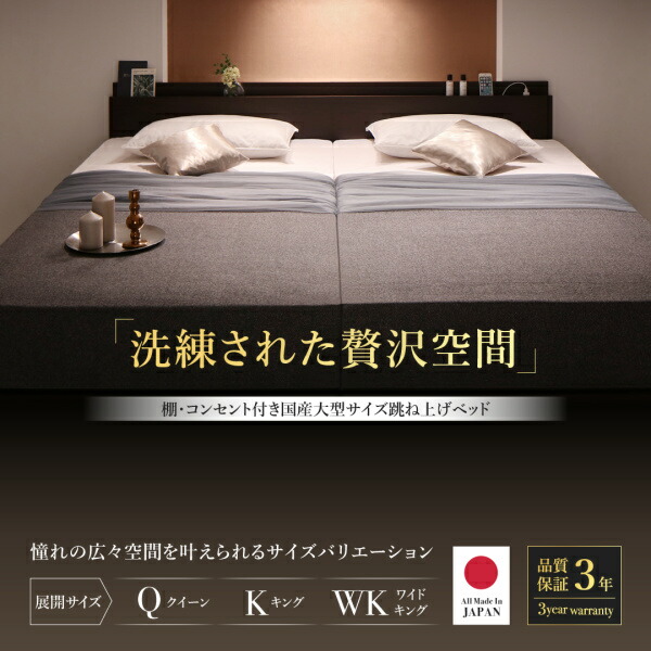 収納付きベッド シングルベッド セミダブルベッド 収納 収納付き 収納ベッド 大容量 収納ボックス 布団 敷き布団 薄型スタンダードポケットコイルマットレス付き 縦開き クイーン(SS×2) 組立設置付の通販は