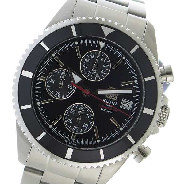 エルジン ELGIN クロノ クオーツ メンズ 腕時計 FK1418S-B ブラック